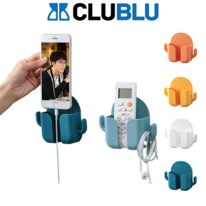 -CLUBLU- Giá Đỡ Điện Thoại Remote Dán Tường Tiện Lợi Cute Ổ Cắm Kệ Đựng Đồ Kèm 2 Móc Treo Đồ