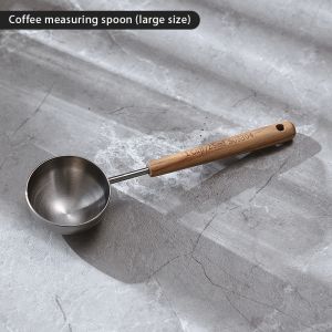 Bincoo muỗng cà phê cán bằng gỗ cà phê muỗng định lượng 304 thép không gỉ muỗng cà phê với tay cầm dài