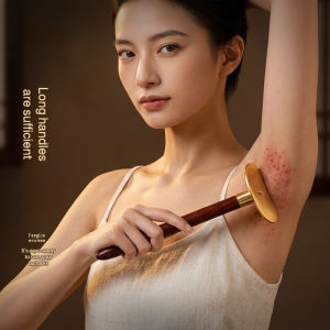 Pure brass gua sha board suitable for the whole body long handle Tai Chi gua sha board a magical tool for unblocking meridians.