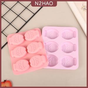 N2HAO  Khuôn bánh Silicone cá nhỏ hoạt hình 6 lỗ khuôn xà phòng làm bằng tay tự làm bánh pudding sô cô la thạch kẹo mềm nướng bánh công cụ trang trí