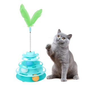 Đồ Chơi Mèo Tương Tác 4 Tầng Dạng Tháp Xoay Bàn Xoay Đồ Chơi Cho Mèo