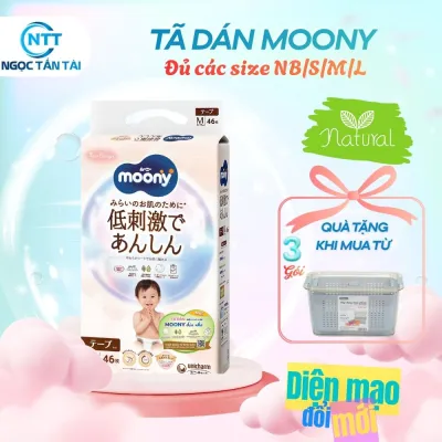 Tã dán Moony ( TRẮNG) Dịu Nhẹ siêu cao cấp NB62+4/S58+2/M46/L38