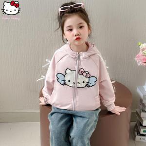 Christmas Gift Halloween Sanrio Hello Kitty Korean Version Girl Coat Spring Autumn New Bow Jacket Anime Childrens Clothing Kawaii Cartoon Fashion Tops
