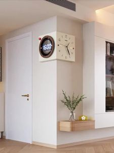 Sacesr Corner Wall Clock Double Sided Wall Watch Modern Luxury Aesthetic Large Led Clocks Silent Elegant Decorative Living Room Watches N7Y3P