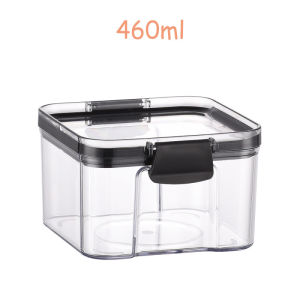 【PET Food Grade Materials】Cereal Storage Container Airtight Food Fresh Box Square Clear Sealed Jar Food Sacks Dispenser 460/700/1300/1800ML 4 in 1