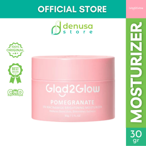 GLAD2GLOW - POMEGRANATE 5% NIACINAMIDE BRIGHTENING MOISTURIZER ( 30 g ) - Pelembab Wajah Whitening