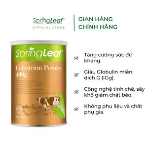 Sữa bò non cung cấp dinh dưỡng tăng cường hệ miễn dịch SpringLeaf Colostrum IgG 3000mg 400g