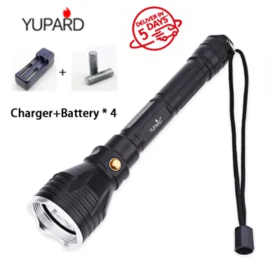 YUPARD 7000LM professional diving flashlight with dual battery waterproof and rechargeable strong light LED core 150 meter deep sea diving aluminum alloy lithium battery IPX8 waterproof suitable for camping outdoor exploration diving fishing cycling
