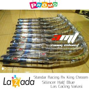 Knalpot RX KING RX SPECIAL Standar Racing Croom Silincer Half Blue / Knalpot Standar Racing Rx King