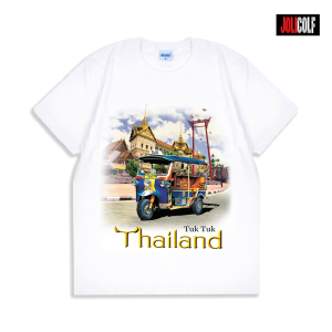 Joligolf เสื้อยืดลายไทย ลายตุ๊กเสาชิงช้า Tuk tuk ลิขสิทธิ์แท้ Souvenir ของฝากต่างชาติ สกรีนชัดไม่หลุดไม่ลอก No.022
