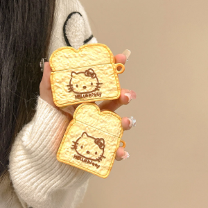 For Airpods Pro 2nd Generaton CaseHello Kitty Toast Bread Food Silicone Cover For Airpods 3 Case/Airpods 1/2 Case For Girls
