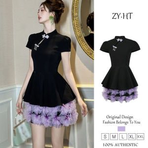 ZYHT ชุดเดรสผู้หญิงชุดเดรสทรงเอชุดเดรสใส่ไปทำงานชุดสีดำชุดเดรสสไตล์เกาหลีชุดเดรสแต่งงานหรูหราชุดเดรสปาร์ตี้ชุดราตรี65363