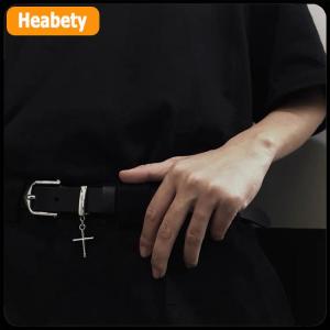 【2-3 days delivery】 Punk Cross Pendant Jean Pants Belt Fashion Retro Men Woman Waist Strap PU Leather Metal Pin Buckle Hip Hop Waistband