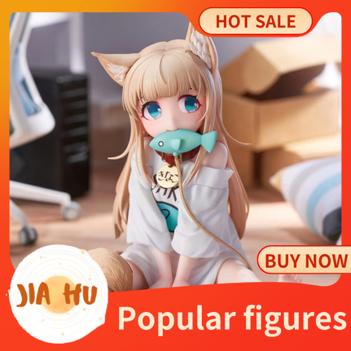 Sitting beautiful girl KINAKO sitting and eating fish cat girl figure ...