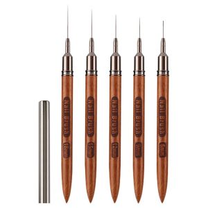 KEYOOL 6/9/12/15/18mm Nail Liner Brush Professional Sandalwood Pole Nail Line Drawing Brush Multifunctional Fine Detail Nail Brush Nail Art Design