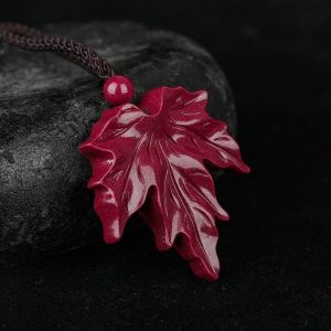【Selling at a loss】Cinnabar pendant high content fidelity cinnabar cinnabar pendant necklace cinnabar maple leaf necklace for safety wealth exorcism zodiac year protection cinnabar necklace