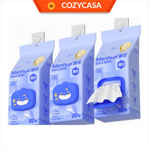 【COZYCASA】【3Packs/box】Manhua Hanging Toilet Wet Wipes 80pcs | Flushable Wet Tissue