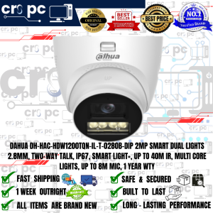 DAHUA DH-HAC-HDW1200TQN-IL-T-0280B-DIP 2MP SMART DUAL LIGHTS 2.8MM TWO-WAY TALK IP67 SMART LIGHT MIC