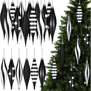 Christmas decorations black and white ice strips special-shaped ball pendant pendant scene tree arrangement store creative Internet celebrity pendant