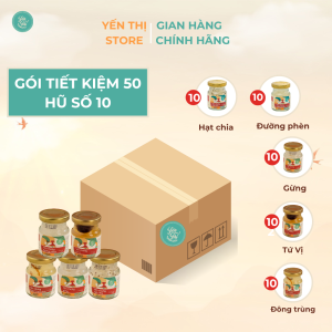 (Tặng muỗng gỗ đơn 450k)Yến Thị -Gói tiết kiệm 50 hũ- Gói tiết kiệm 11 mix 5 vị-yến sào Nha Trang 30% yến hũ 70ml