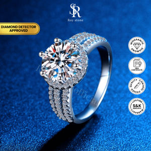 RoyStone - Cincin Wanita Moissanite Sertifikat GRA Original Lapis Emas - Aster Ring