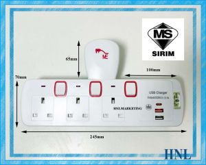 ME 3WAYS 4WAYS ADAPORT T ADAPTOR 13A SWITCH WITH TYPE-C USB PORT SIRIM