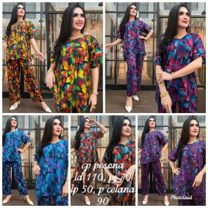 promo Setelan baju tidur celana panjang model babydoll piyama kain rayon untuk ibu menyusui