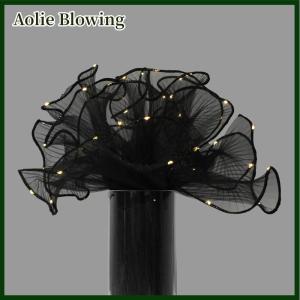Aolie 1Pcs LED Flower Wrapping Paper With Lights Lace Mesh Wave Yarn Florist Bouquet Packaging Decoration Wedding Birthday Gifts