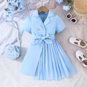 Ceeniu 3-8Y Kids Jacket Dresses For Girls Lapel Patchwork Frill Blazer Dress For Girls Fashionable Children Clothes Girls2026