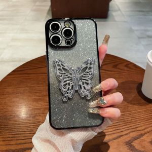 REDMI 9A 9C 9T 10 10A 10C 12C 13 13C 14C 15C Note 9s 9 10s 11 11s 12 13 14 Pro Plus 4G 5G electroplated glitter 2 in 1 transparent shining bling camera protect butterfly stand soft case 手机壳