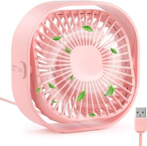 RJVW Small USB Desk Fan3 Speeds Portable Table Fan 4 inch PersonalFanSmall Cooling Fan by USB Plug In 360°Rotatable Desktop Fan for Home Office Bedroom Dorm Indoor Outdoor Summer Gift