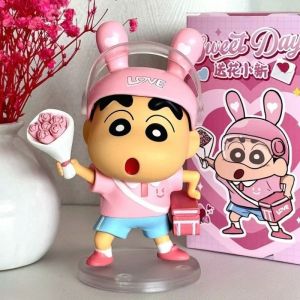 Hot Sale Crayon Shin Chan Sending Flower ValentineS Day Gift Trendy Handmade Cute Model Desktop Ornament Small Gift for Girlfriend