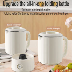 ❤SG Stock❤ 800ml Electric Kettle Portable Kettle Travel Double Layer Anti-Scalding 304 Stainless Steel Water Kettle