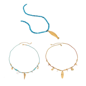 Adjustable Braided Cord Necklace for Women Bohemian Oceanics Fish Pendant Gold Copper