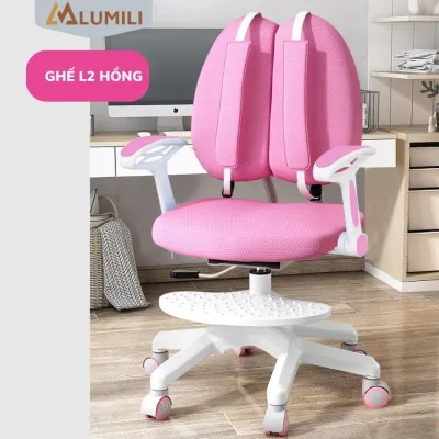 Ghế chống gù thông minh Lumili F4 mới có bánh xe xoay 360 khóa tự động ghế trẻ em chống gù chống cận điều chỉnh nâng hạ 3 chiều