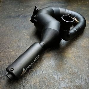 Knalpot Vespa Kanan Pendek plat besi - hitam doff