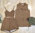 🥝TWENTY7🥝 ❗️พร้อมส่ง❗️ชุดเซต3ชิ้น ชุดเดินป่า ชุดเซตเสื้อคลุม+กางเกงขาสั้น ❗️ได้ทั้ง3ชิ้น‼️ งานสวย ชุดเดินป่าชิคๆ🏕🏕. 