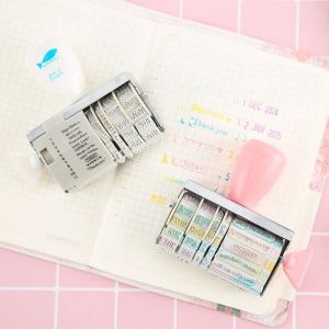 Portable Roller Stamp Words Date Seal Inkpad Diy Scrapbooking Card Making Craft for Home Decoration