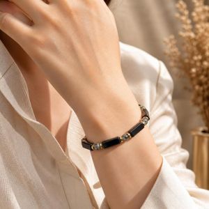 NHG Crystal Stone Beads Bracelet Wristband Elastic Adjustable Bangle Personalized Boho Hand Jewelry Men