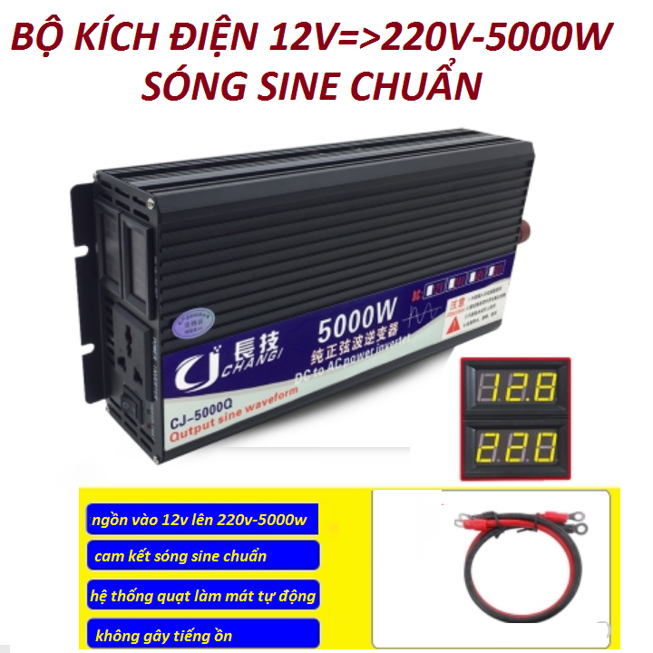 Kích điện sóng sine chuẩn 12v lên 220v-5000w nâng cao tuổi thọ của các ...