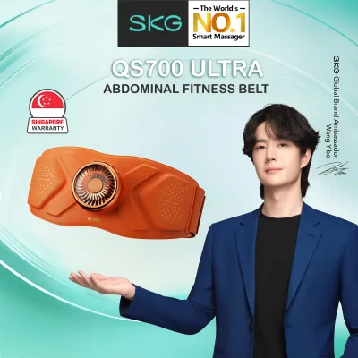SKG QS700 Ultra Abdominal Fitness Belt Exercise & Fat Burning Massager E-FIT EMS+TENS Light Therapy