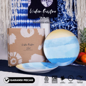 ZEN x WULAN GURITNO Piring Makan Keramik Blissful Splash 27cm 2pcs+Box