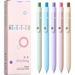 5Pieces Retractable Gel Pen 0.5MM Quick Drying Smooth Writing Experience for Women Student Writing Noting Journaling