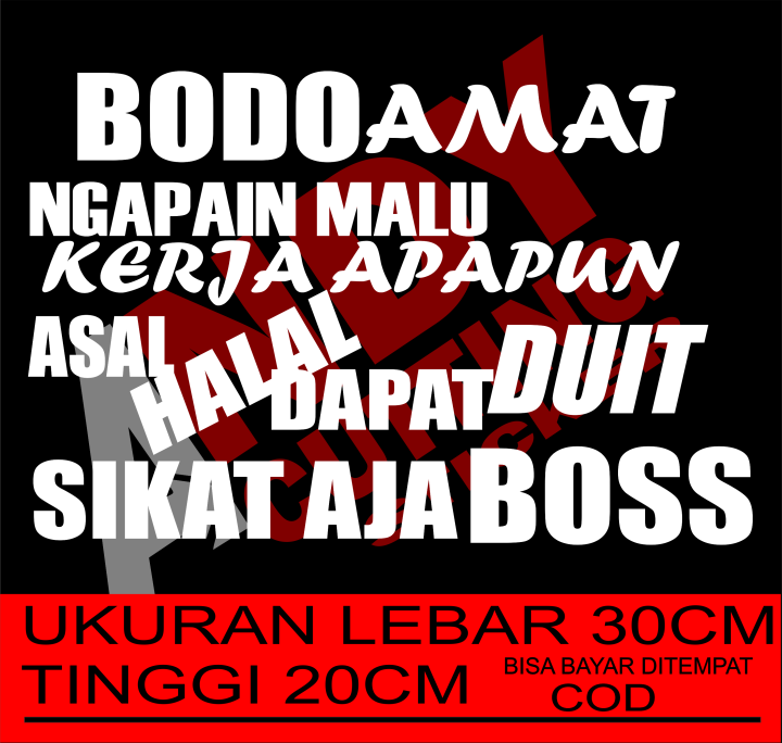 Stiker tulisan katakata BODO AMAT Lazada Indonesia