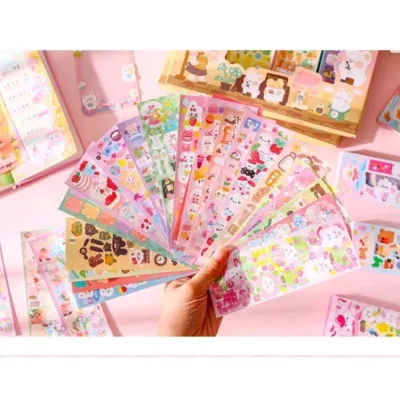 SET ISI 5BIJI STICKER MAINAN TEMPEL WATERPROOF STIKER HIASAN MOTIF KARTUN KOREAN LUCU CAP-CAPAN KARAKTER CARTOON BEAR BUNNY TEMPELAN HIAS BOOK BUKU DIARY BINDER CUTE CANTIK IMUT MURAH BAGUS INSTANT TERLARIS TERMURAH