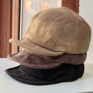 X SHOW ขอบแบน หมวกเบสบอล ผ้าสีพื้น ปีกสั้น หมวกหนังกลับ แบบสบายๆ ปรับได้ หมวกเป็ด สำหรับทุกเพศ