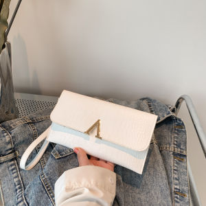 Womens High-Grade Hand Bag 2023 New Fashion Crocodile Pattern Envelope Package Clutch All-Match Mobile Coin Purse