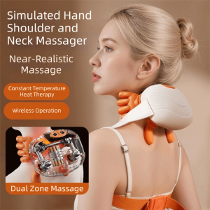 PANDORPOU Heated Massage Bionic Finger Neck Shoulder Massager Electric Massage Portable Deep Tissue Massager Finger Pressure Bionic Technology Wireless Neck Cervical Home Use