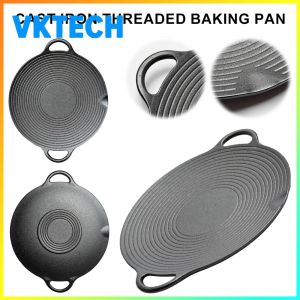 14.6 Inch Large Cast Iron Grill Pan with Non Stick Coating for Outdoor Barbecue and Camping