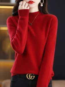 100% Merino Wool Cashmere Sweater Women Knitted Sweater Turtleneck Long Sleeve Pullovers Autumn Winter Clothing Warm Jumper Tops2026